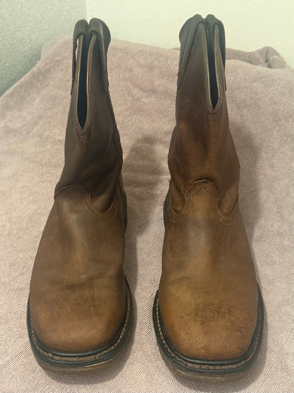 Georgia Boot Brown Leather Pull-On Western Work Boots